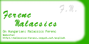 ferenc malacsics business card